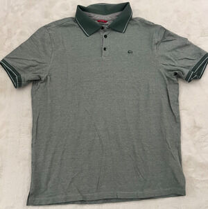 Buffalo David Bitton Men's Medium Gray Green Polo Shirt Short Sleeve Stretch